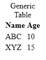 Generic Table