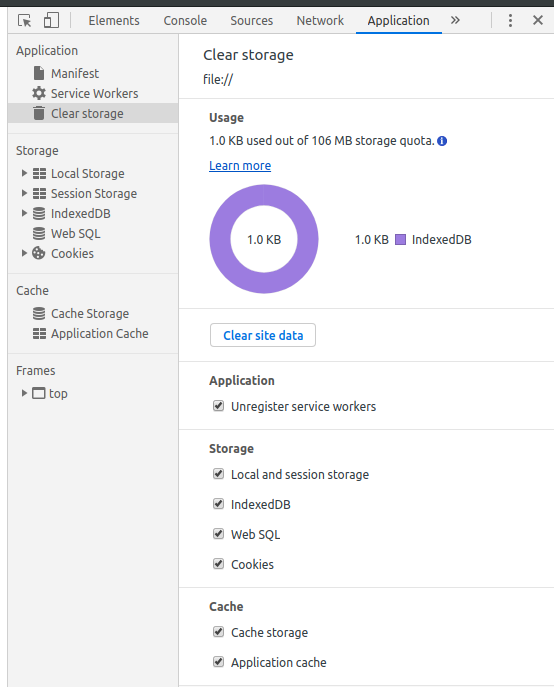 Google chrome indexeddb как очистить