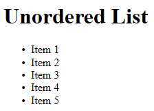 Unordered Lists