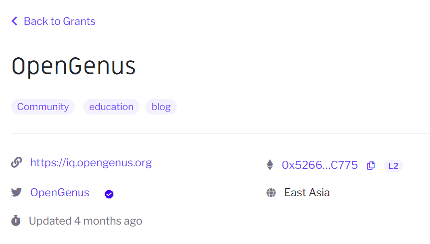 opengenus on gitcoin