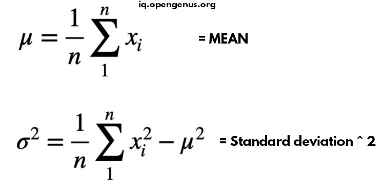Mean and Std formula