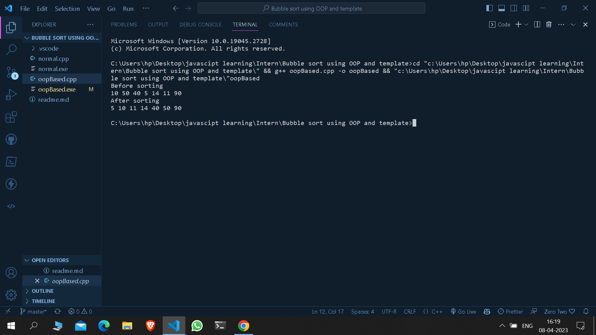 C program for performing Bubble sort on Linked List