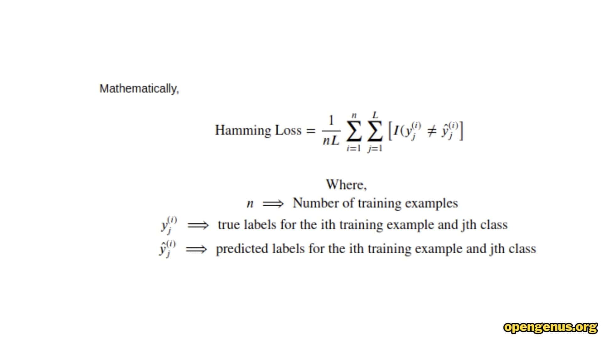 Hamming Loss Formula